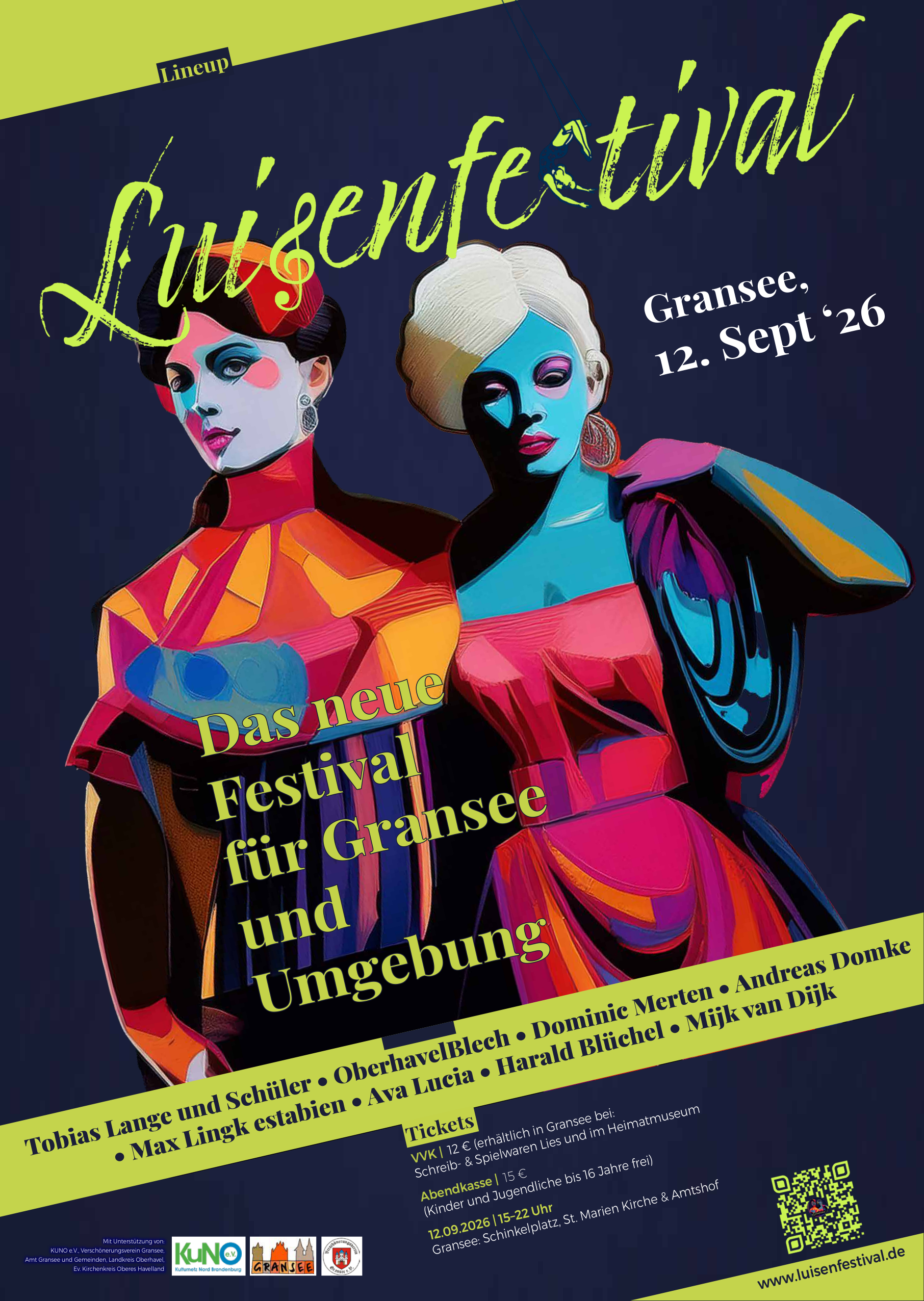 Offizielles Luisenfestival-Plakat 2026 mit Lineup, Ticketinfos und Veranstaltungsorten